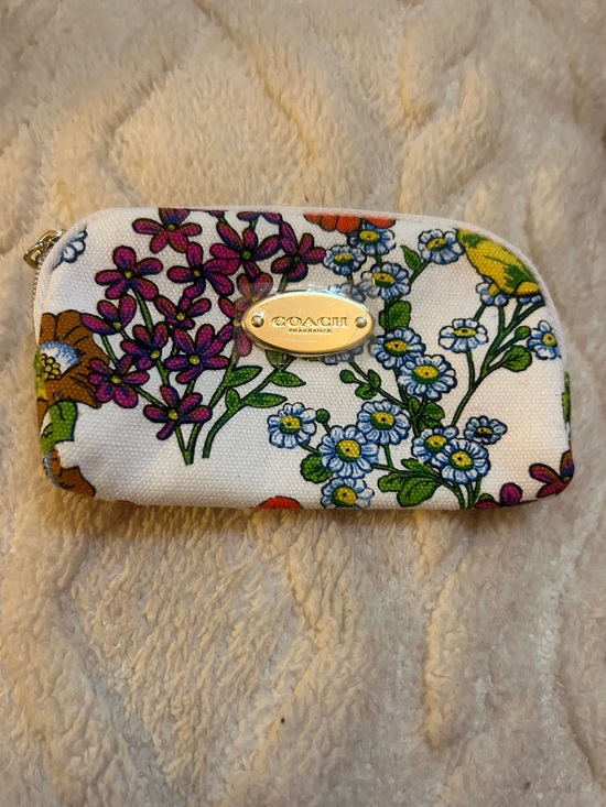 Coach Handbags - Coach Floral Canvas Zip Pouch Cosmetic Case White Multicolor